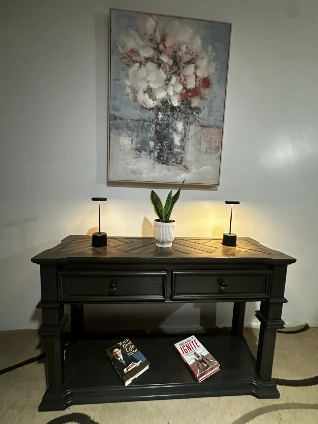 Black Console Table with Drawers