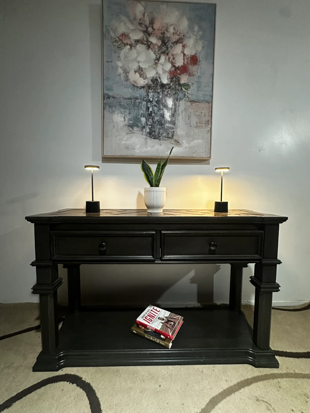 Black Console Table with Drawers - photo 4