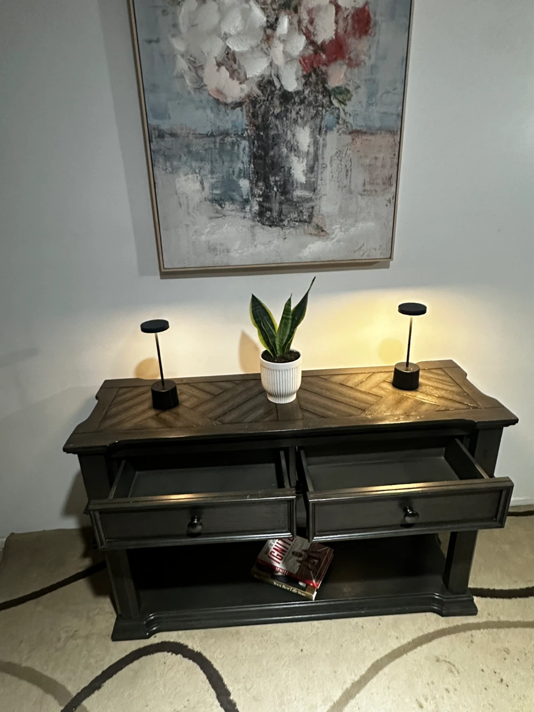 Black Console Table with Drawers - photo 5