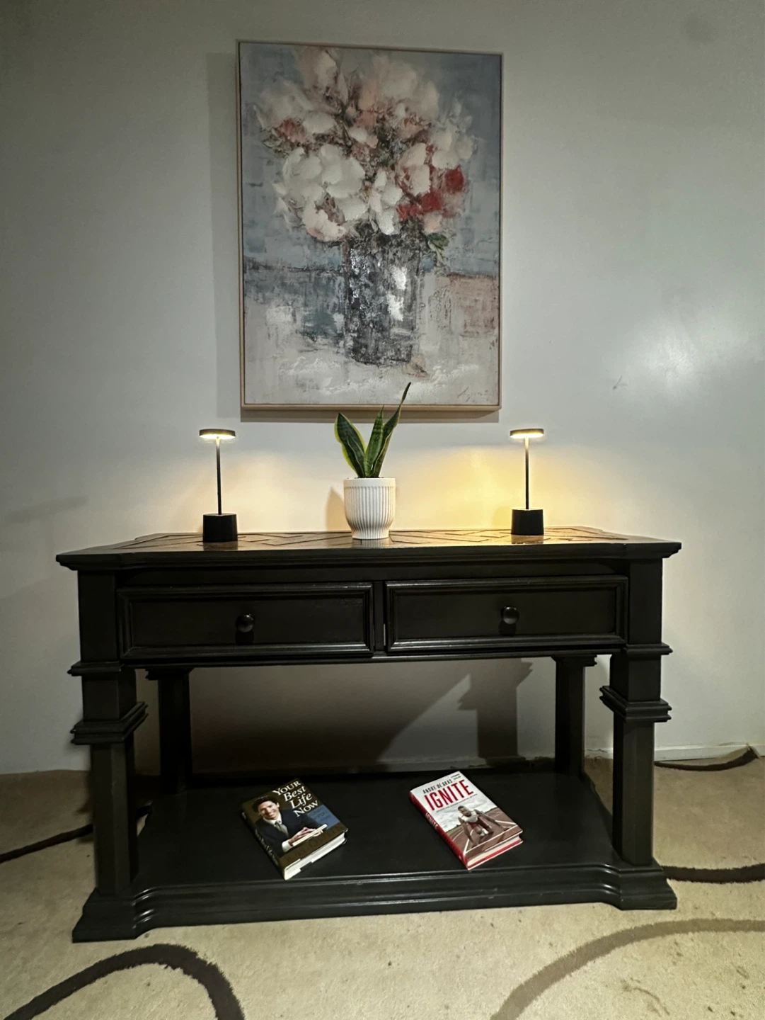Black Console Table with Drawers - photo 2