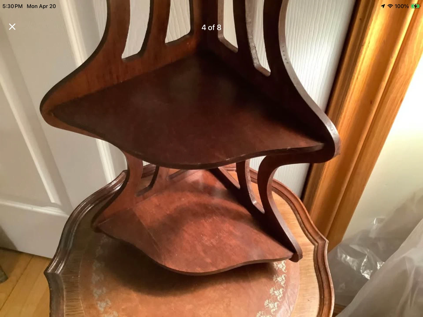 Vtg Four Tiered Maple Wood Corner Wall Shelf 🐞 - photo 3