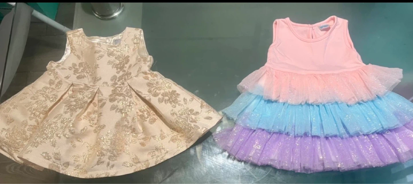 Girls' Dresses (2) - Gold Floral & Rainbow Tulle🌱