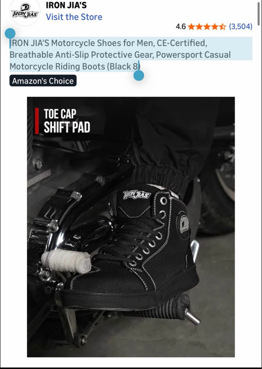 IRON JIA's Motorcycle Riding Boots - Black