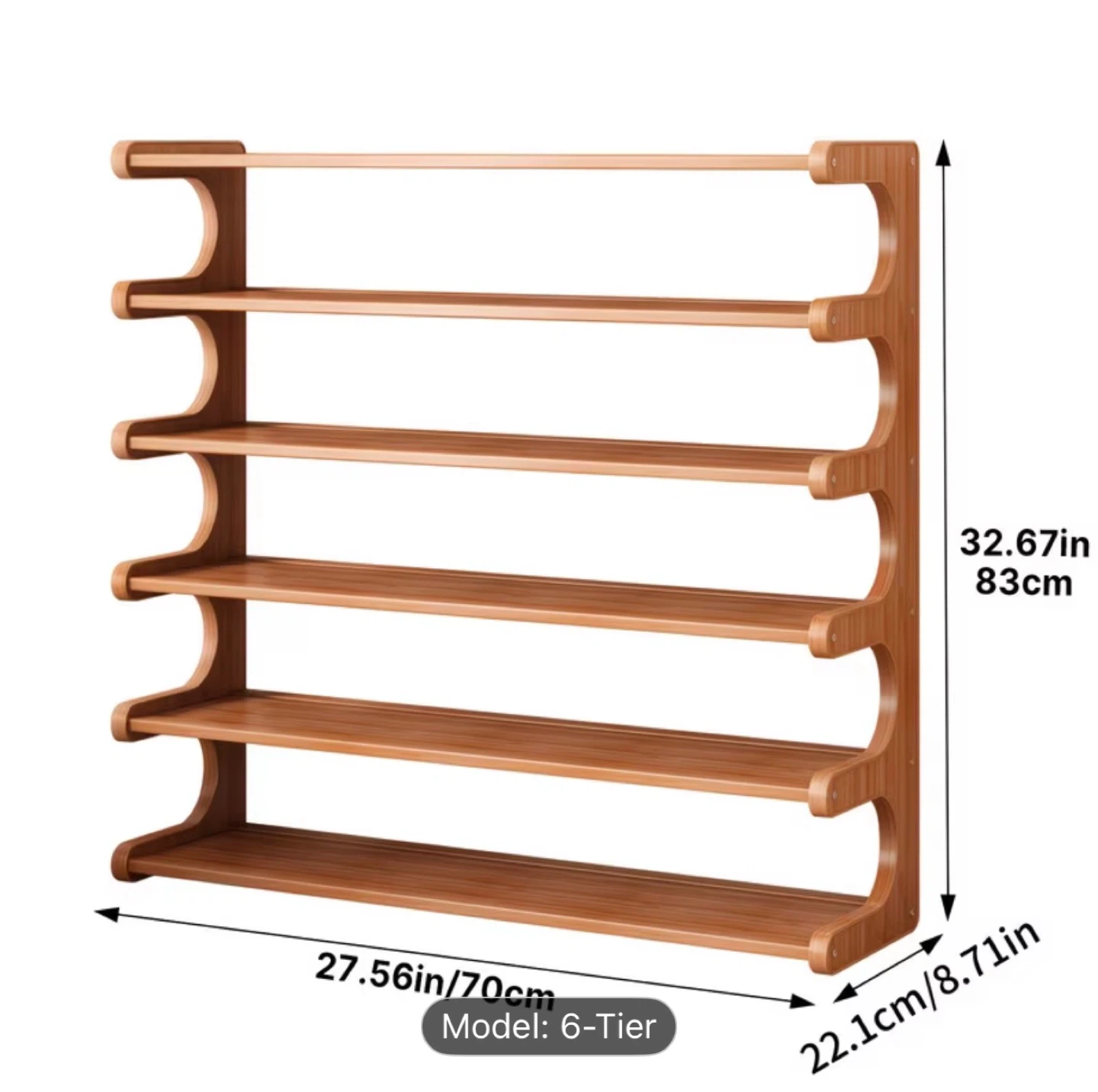 6-Tier Bamboo Shoe Rack Organizer
