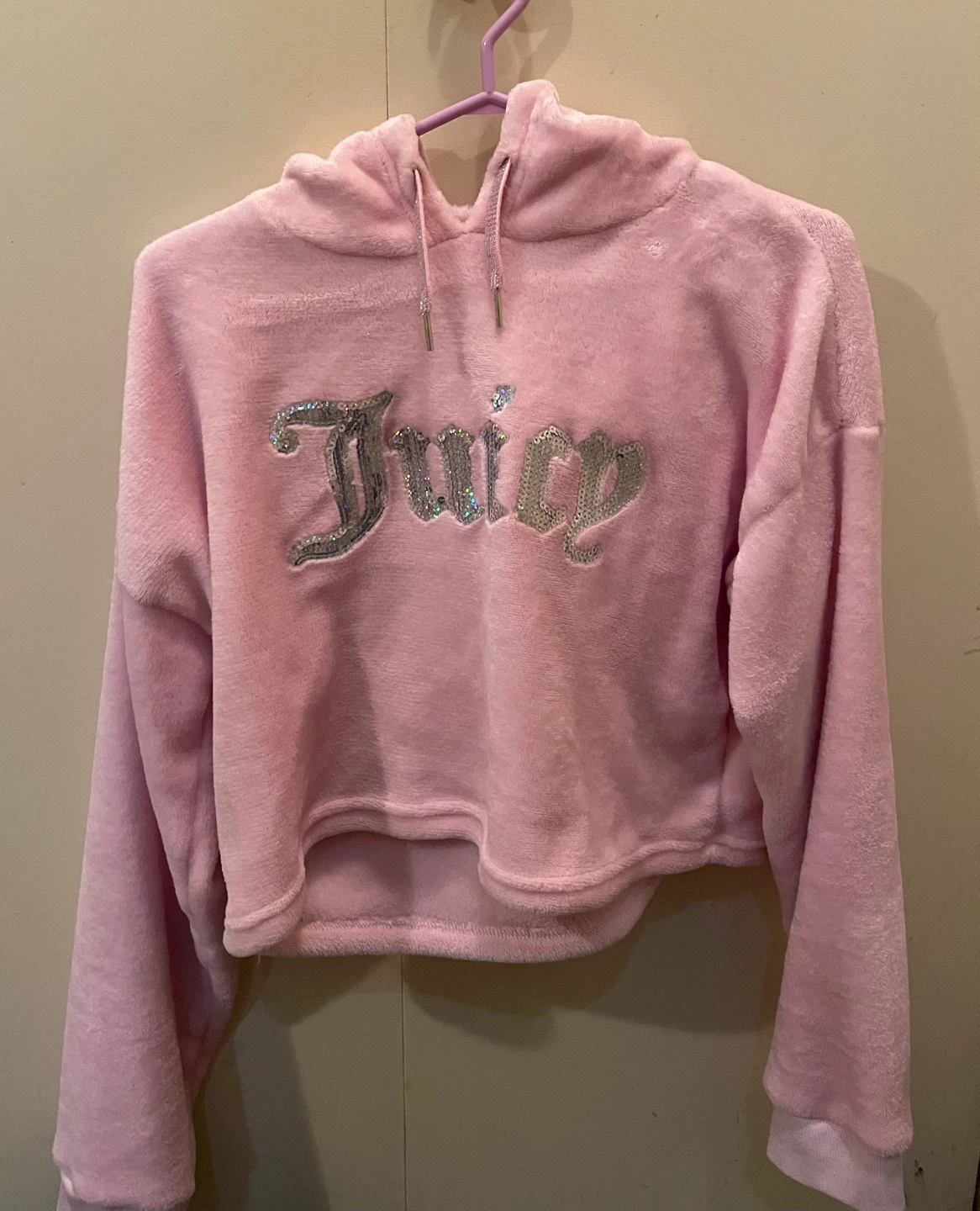 Juicy Couture Pink Velour Cropped Hoodie