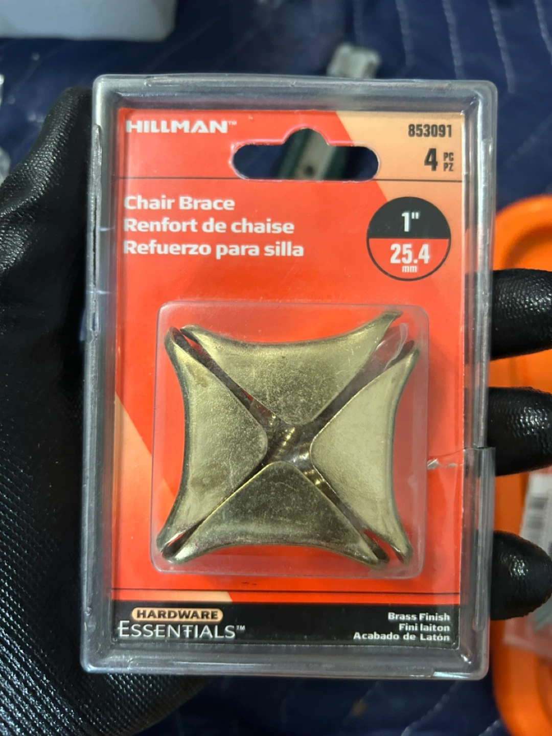 Hillman Chair Brace 1" Brass Finish - 4 Piece - photo 2
