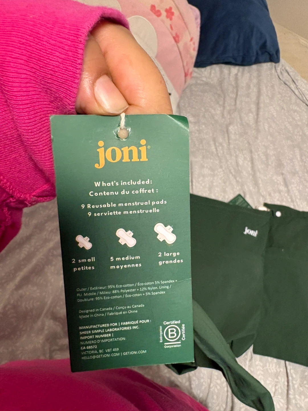 Joni Reusable Menstrual Pads - 9 Pack - photo 2