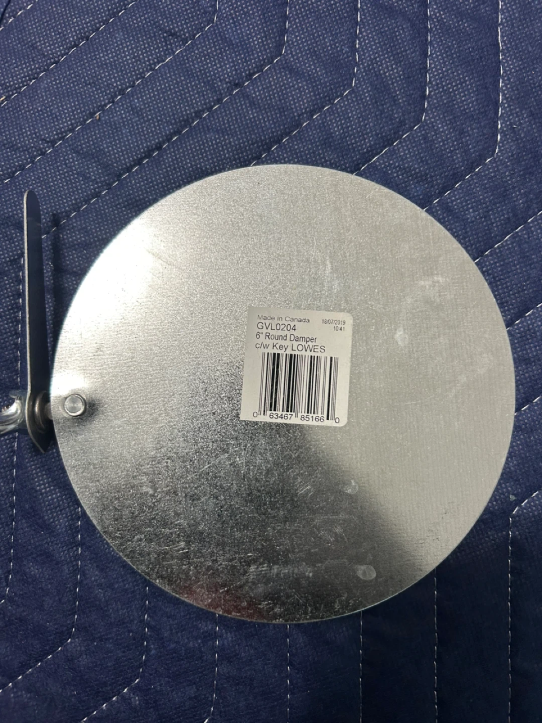 6" Round Damper with Key - Made in Canada
