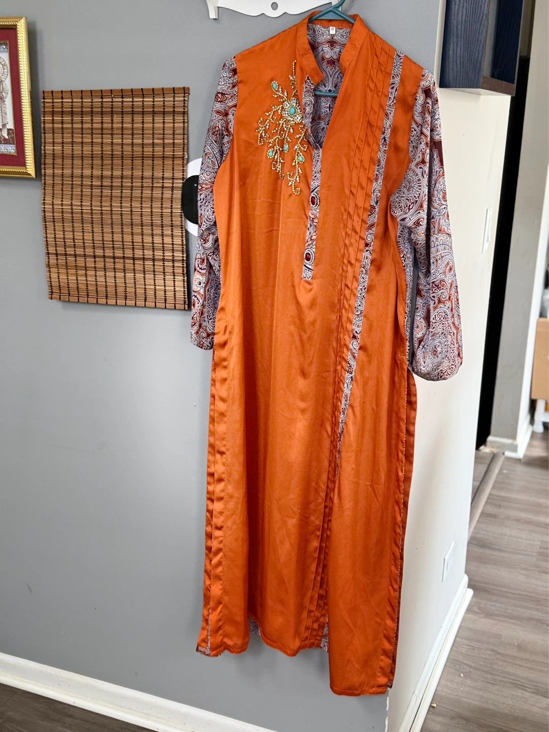 Women's Orange Paisley Print Dress Worn Only Twice