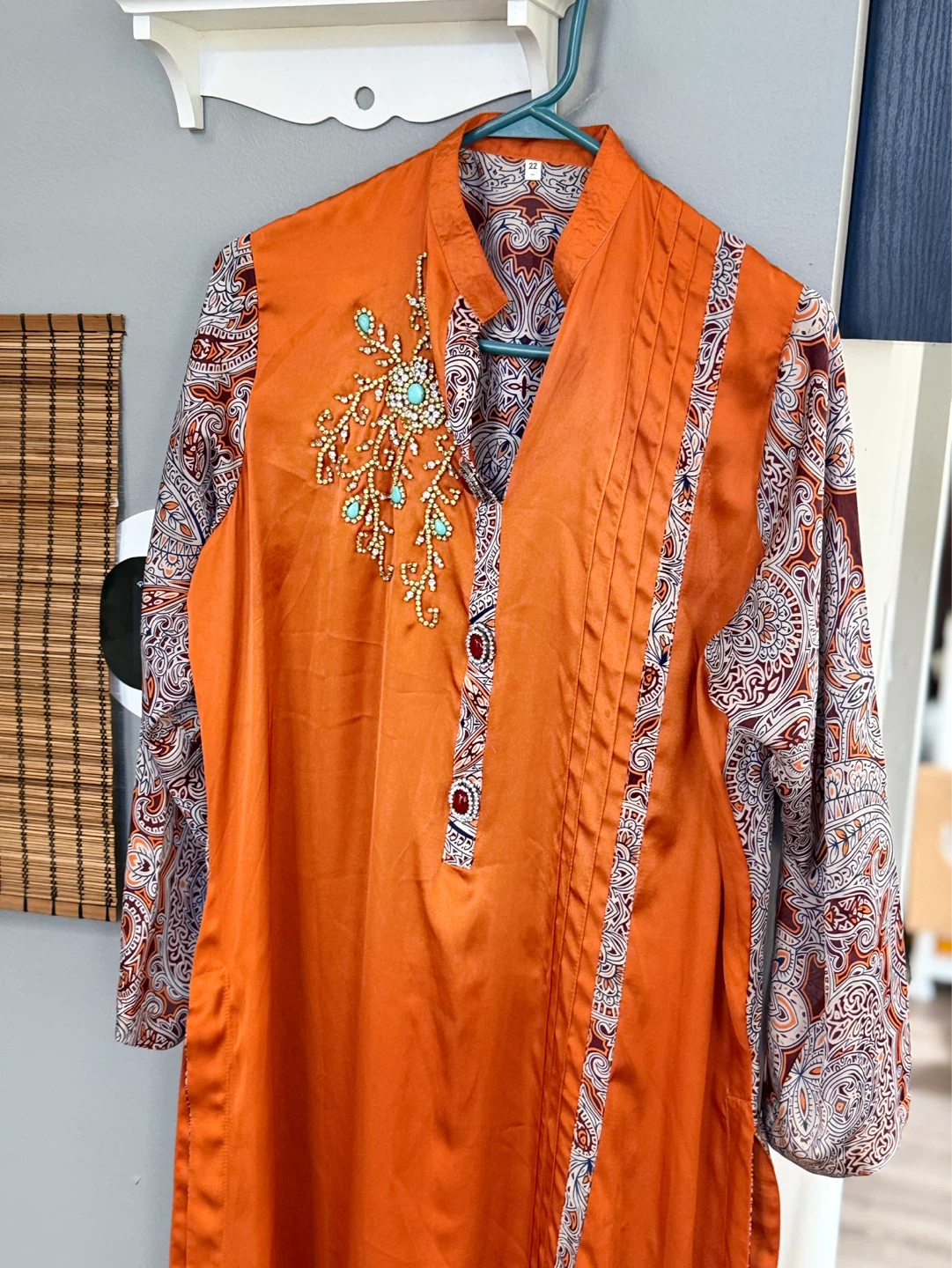 Women's Orange Paisley Print Dress Worn Only Twice - photo 3