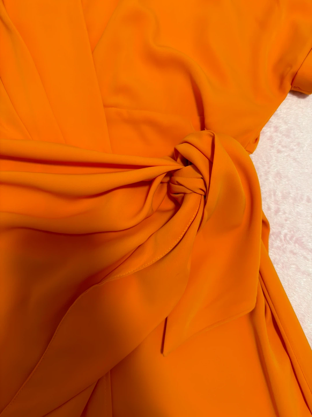 Orange Wrap Dress with Tie Waist - photo 2