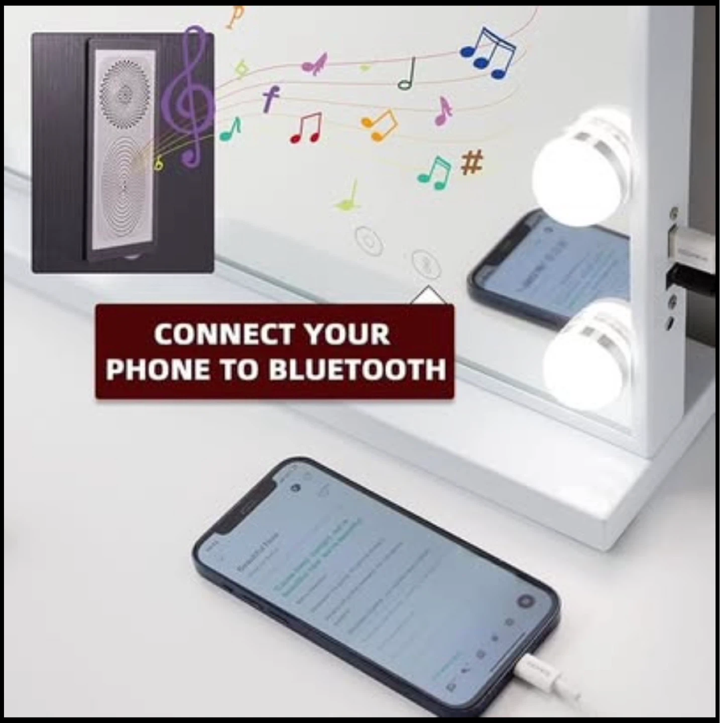 Vanity Mirror with Bluetooth Speaker and LED Lights - photo 3