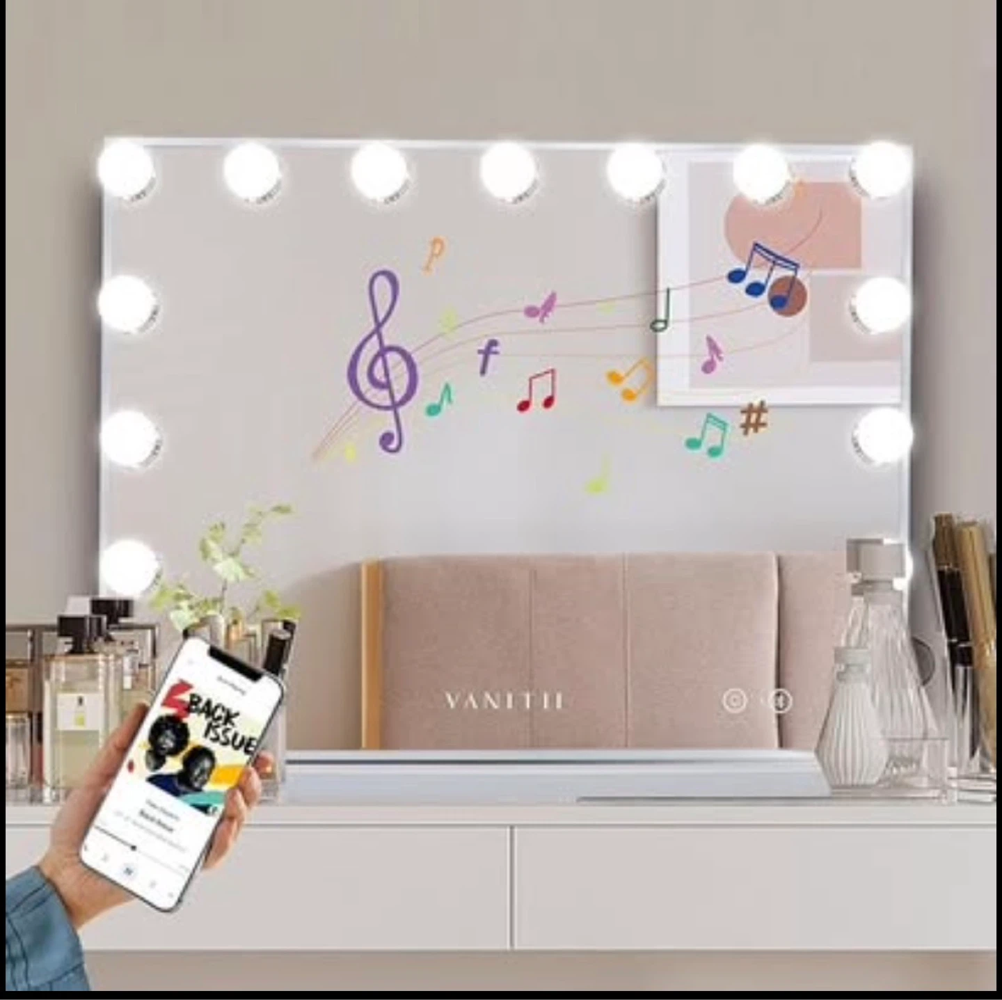 Vanity Mirror with Bluetooth Speaker and LED Lights - photo 4