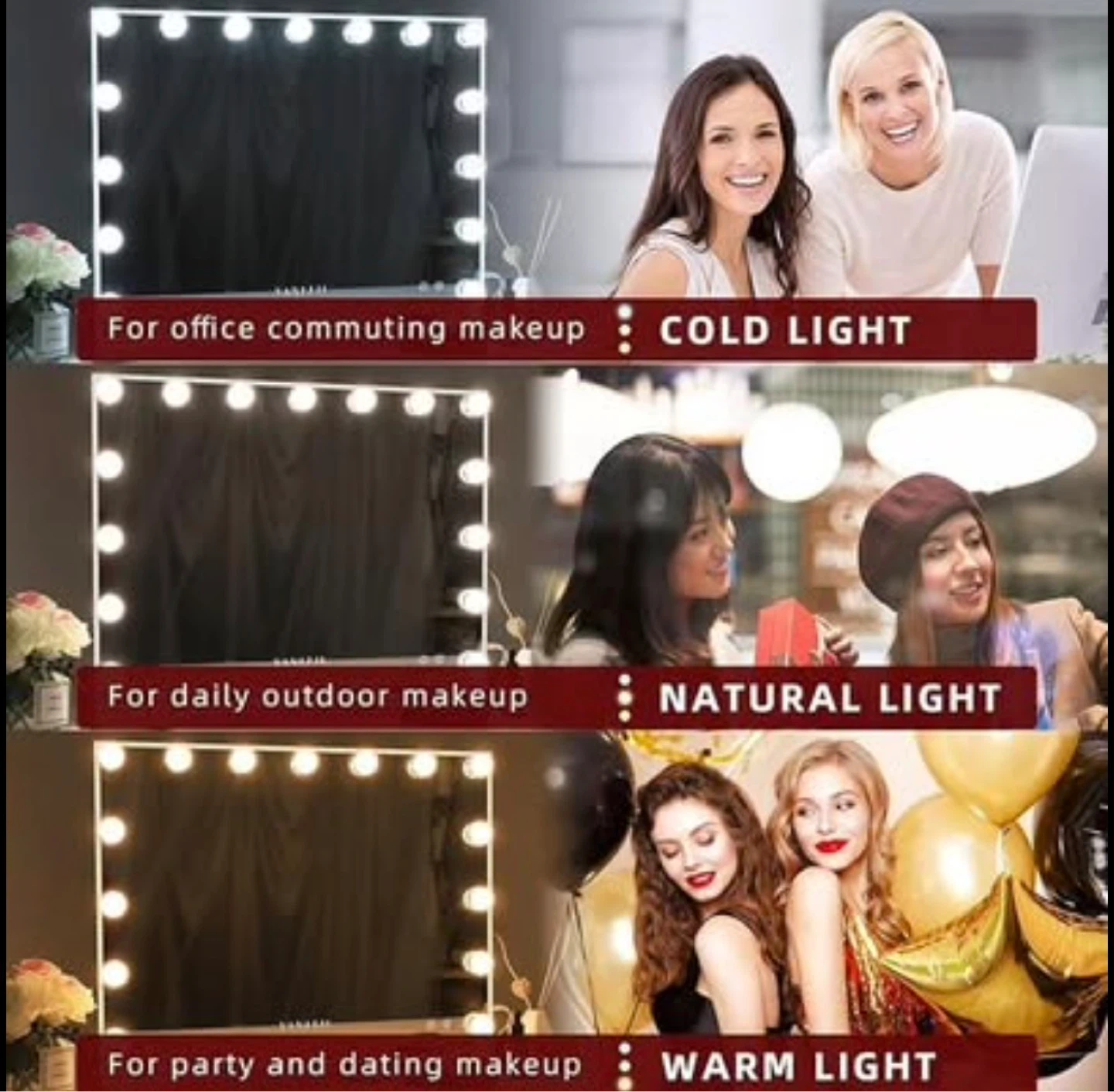 Vanity Mirror with Bluetooth Speaker and LED Lights