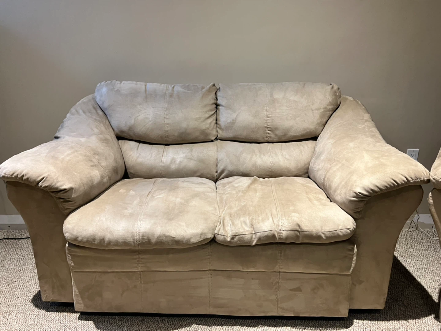 Tan Suede Loveseat and Armchair Set - photo 4