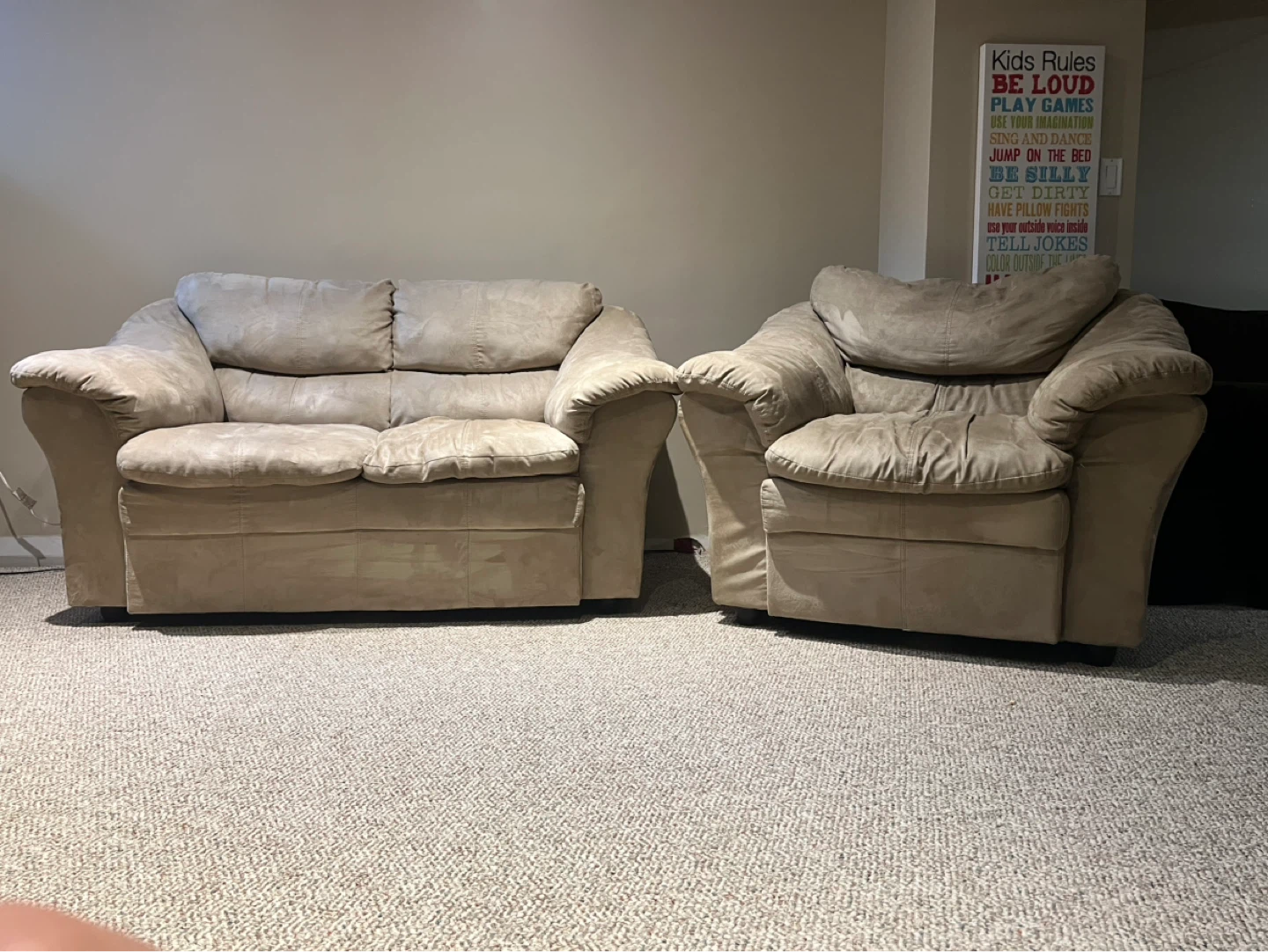 Tan Suede Loveseat and Armchair Set - photo 2