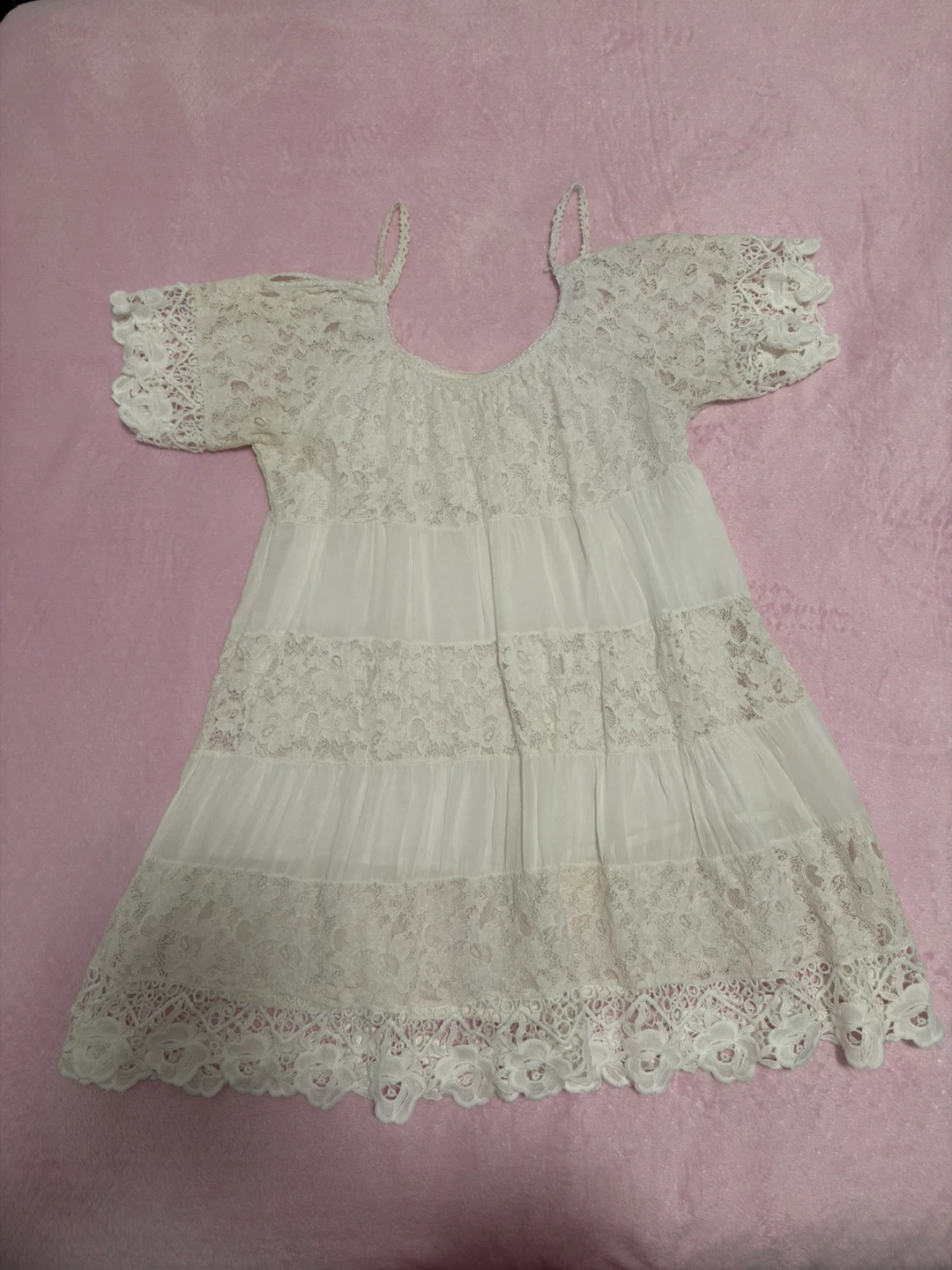 White Lace Tiered Dress