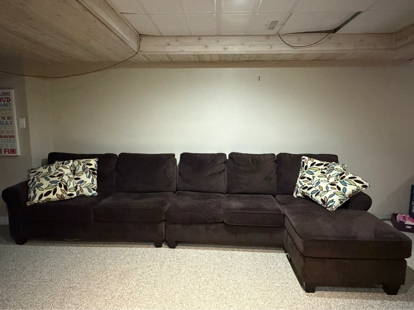 Dark brown sectional sofa with chaise - photo 4