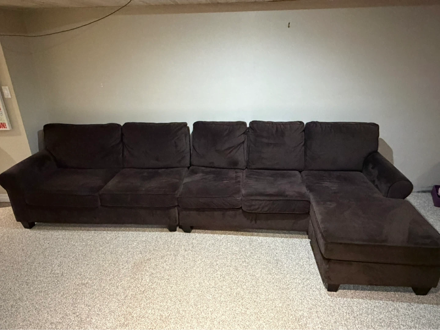 Dark brown sectional sofa with chaise - photo 3