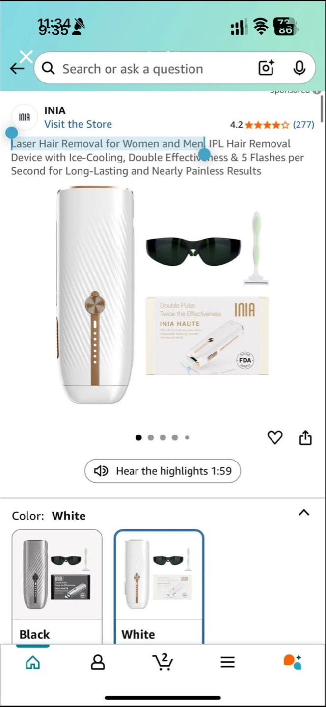INIA Laser Hair Removal Device