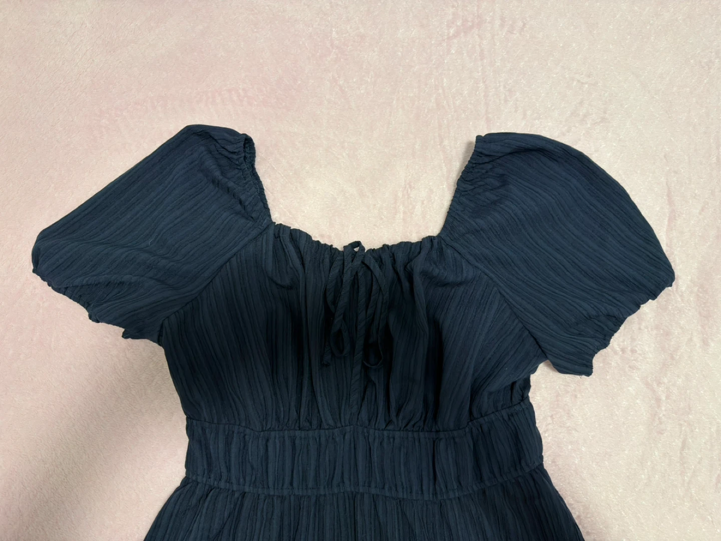 Navy Blue Tiered Square Neck Dress - photo 4