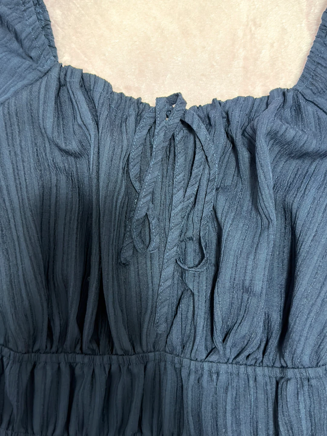 Navy Blue Tiered Square Neck Dress - photo 5