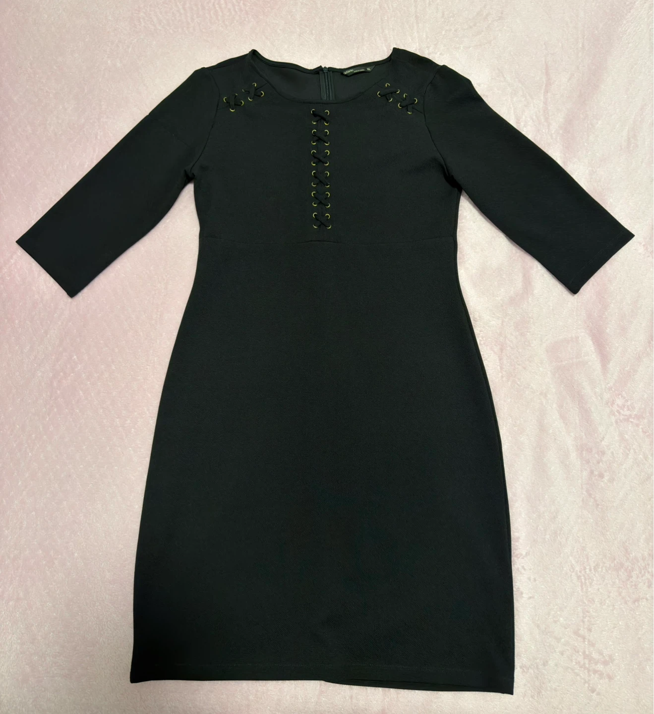Black Lace-Up Detail Dress