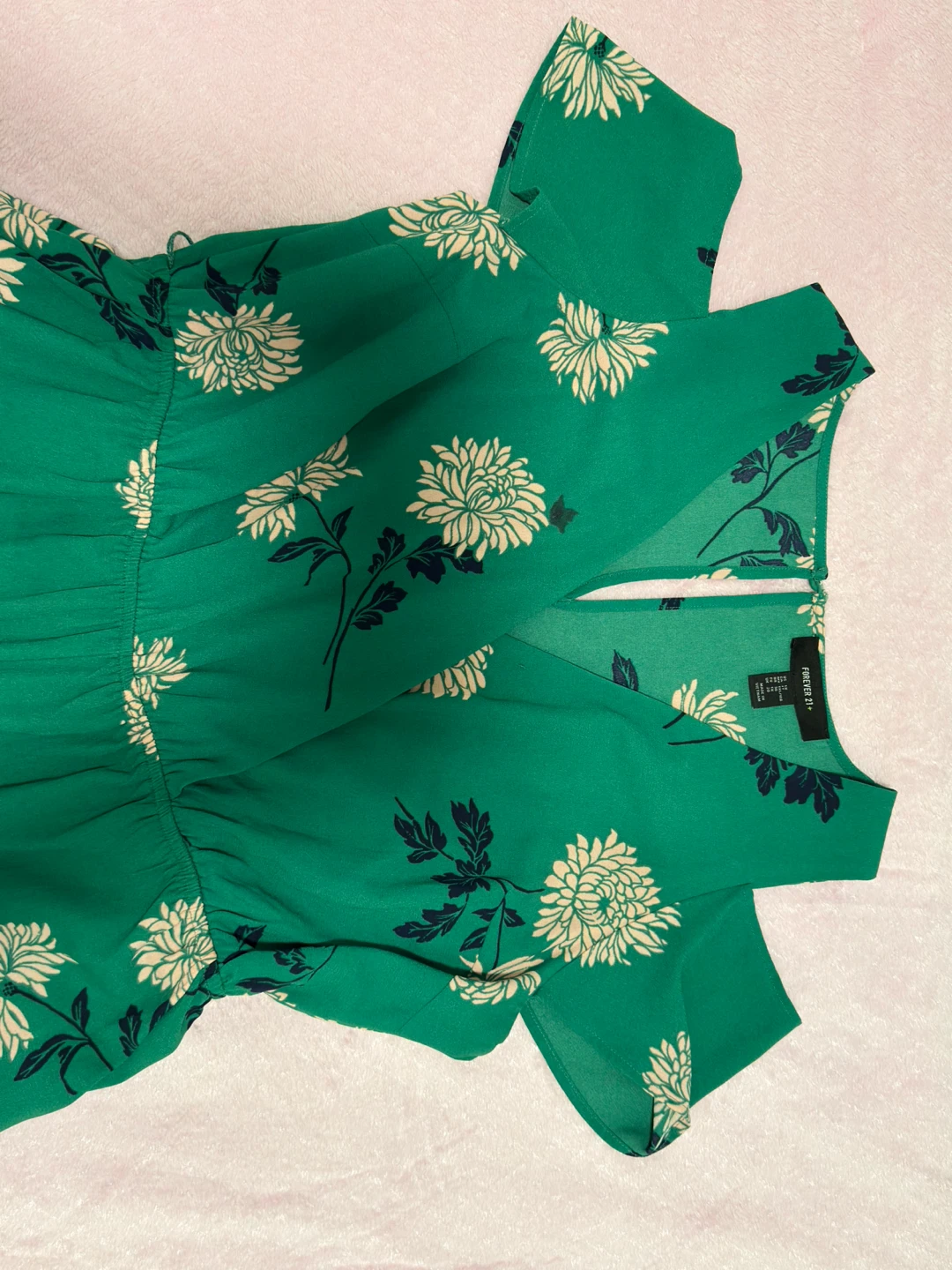 Forever 21+ Green Floral Cold Shoulder Jumpsuit - photo 3