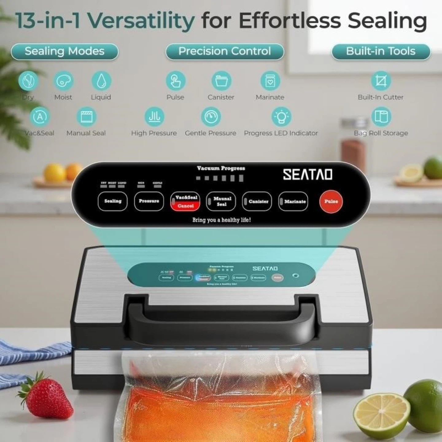 SEATAP Vacuum Sealer Machine with Built-in Cutter - photo 2