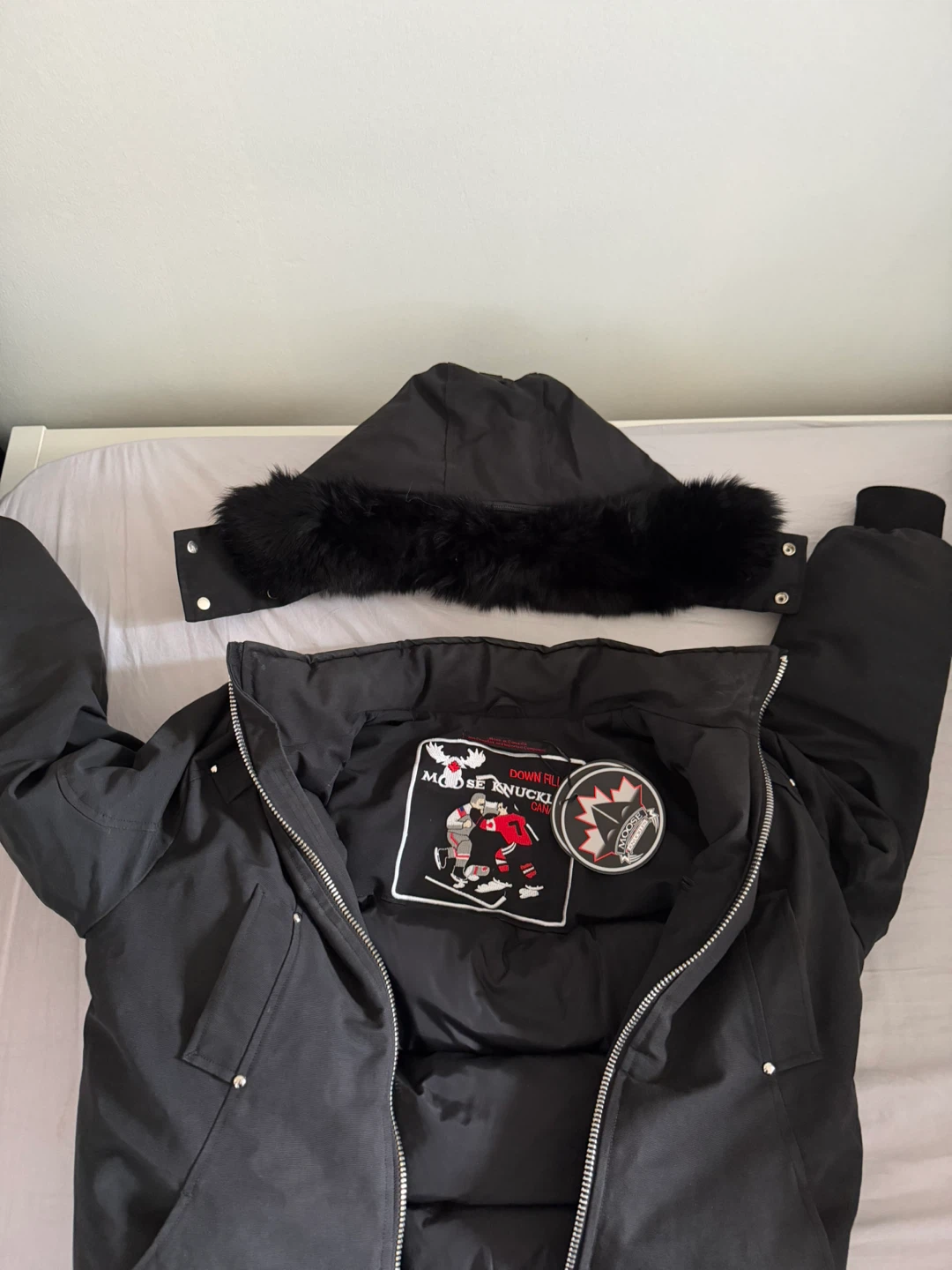 Moose Knuckles Black Puffer Jacket with Fur Hood - photo 5