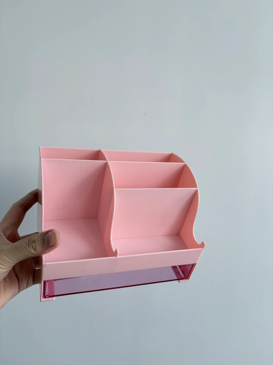 Pink Desk Organizer with Small Drawer