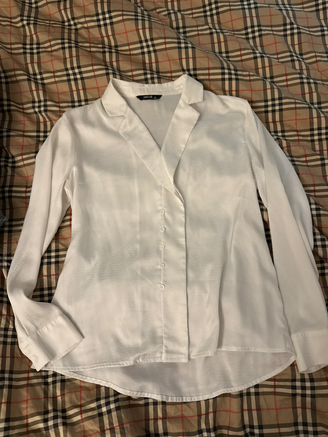 Silk White Long-Sleeve Blouse