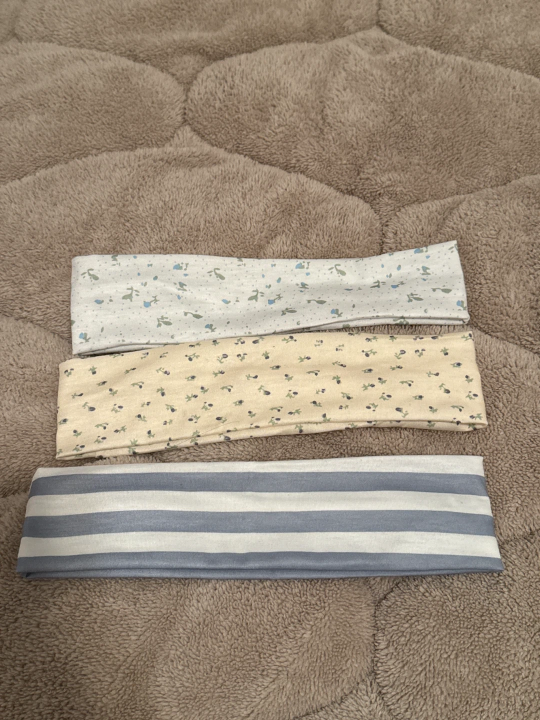 Set of 3 Floral and Striped Headbands