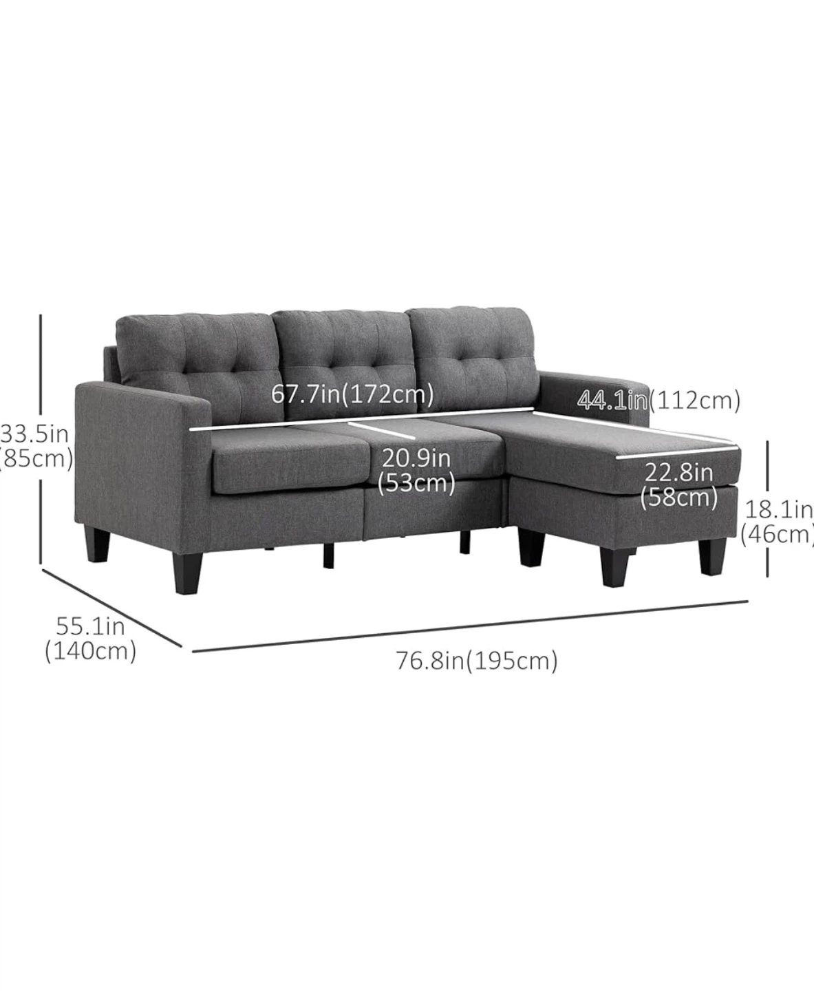 Grey Sectional Sofa with Ottoman