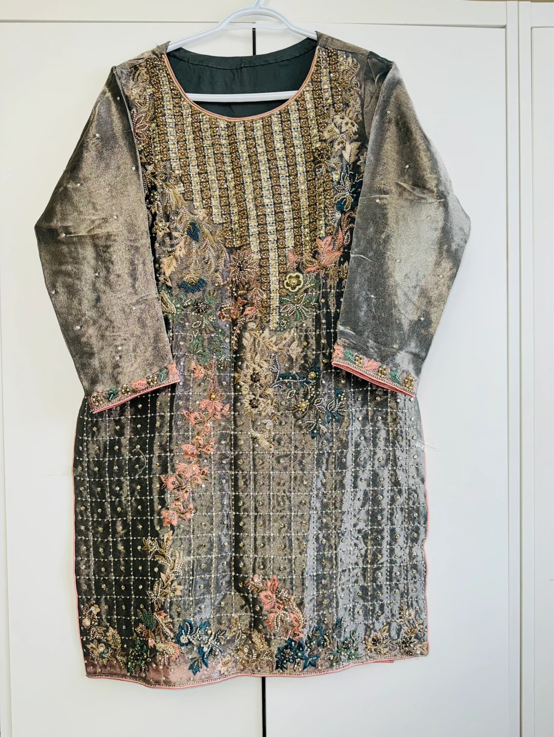 Embroidered Kurti with Pants and Dupatta