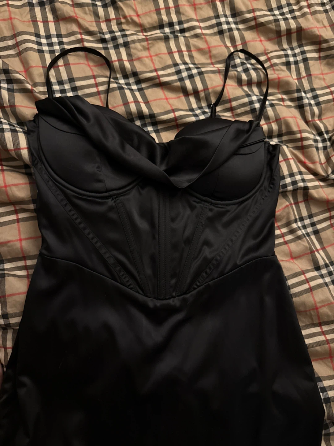 Black Satin Corset Maxi Dress