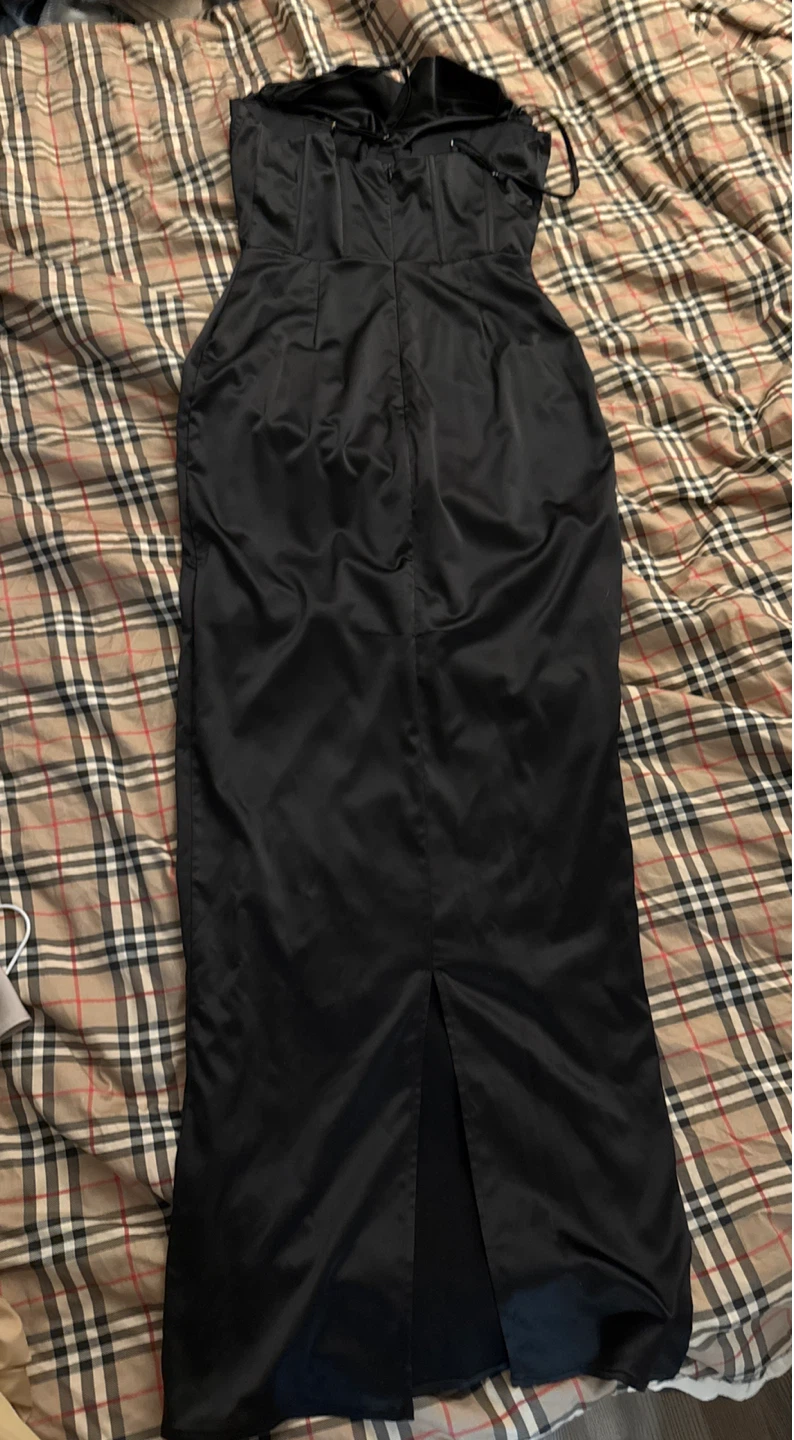 Black Satin Corset Maxi Dress - photo 4