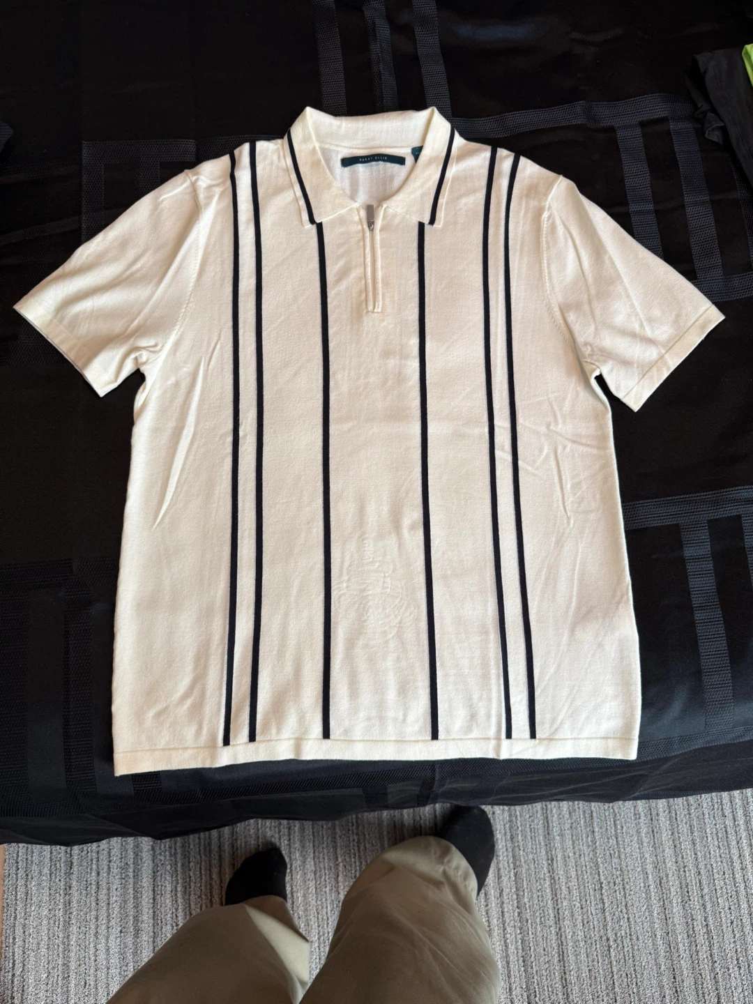 Haggar Short Sleeve Striped Quarter-Zip Polo Shirt - photo 2