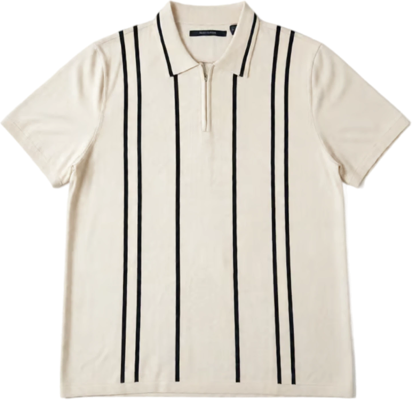 Haggar Short Sleeve Striped Quarter-Zip Polo Shirt
