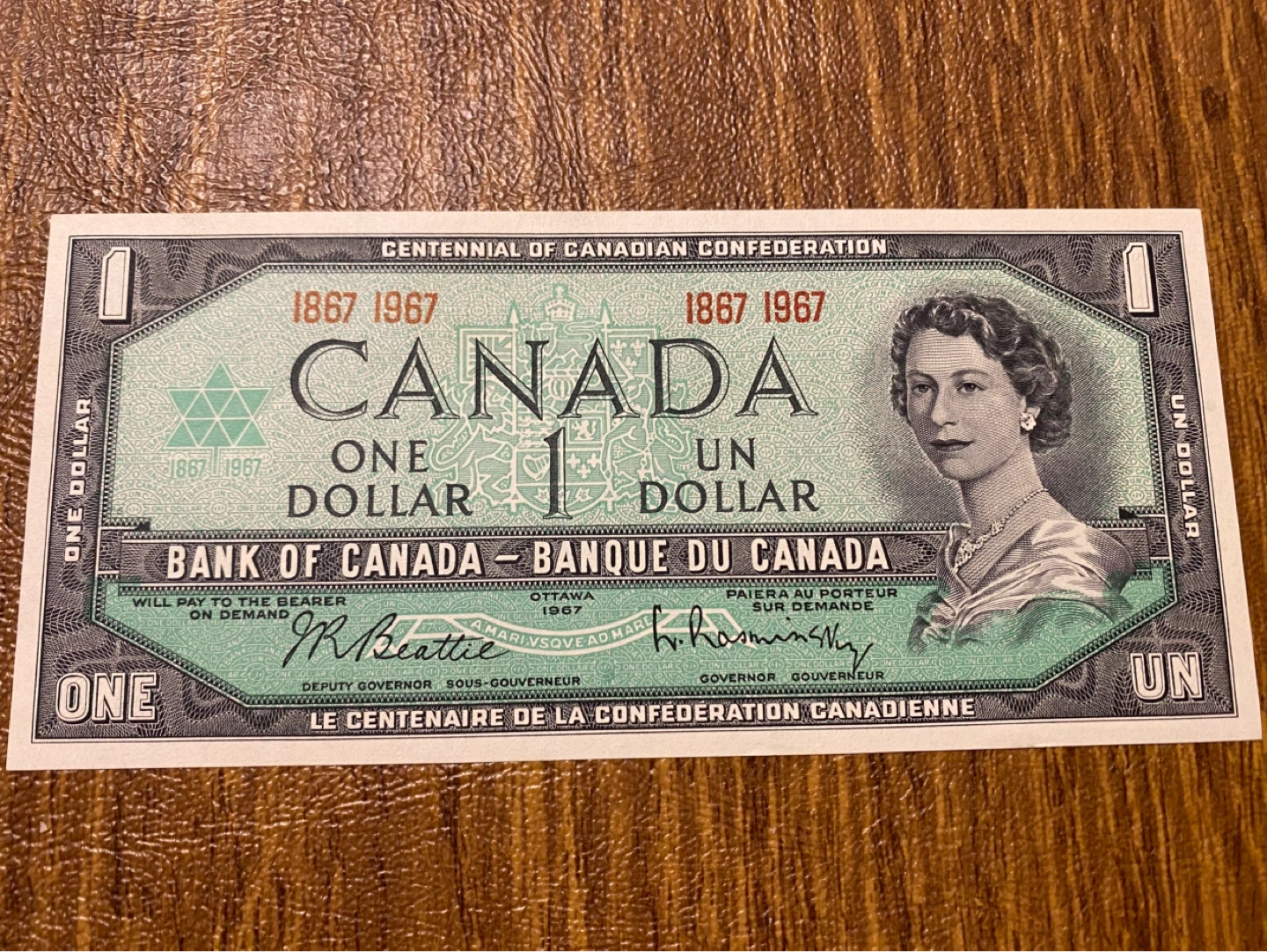 Uncirculated 1967 Canada Centennial One Dollar Bill
