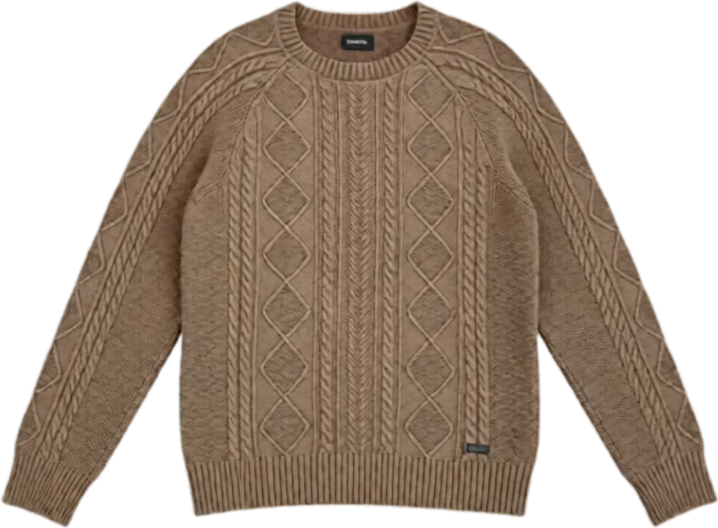 Rinsed Men's Cable Knit Sweater - Tan