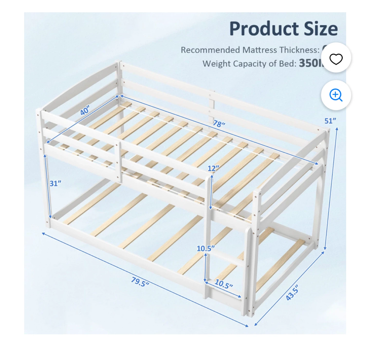 White Wooden Twin over Twin Bunk Bed - photo 5