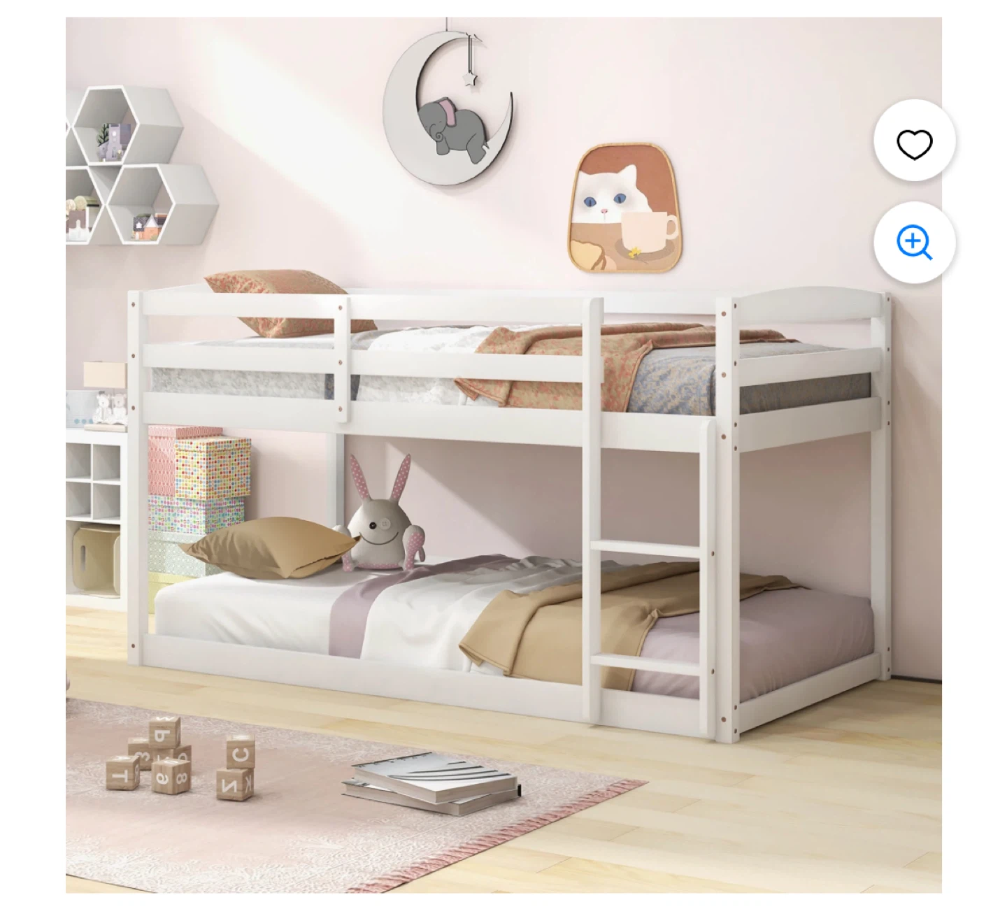 White Wooden Twin over Twin Bunk Bed