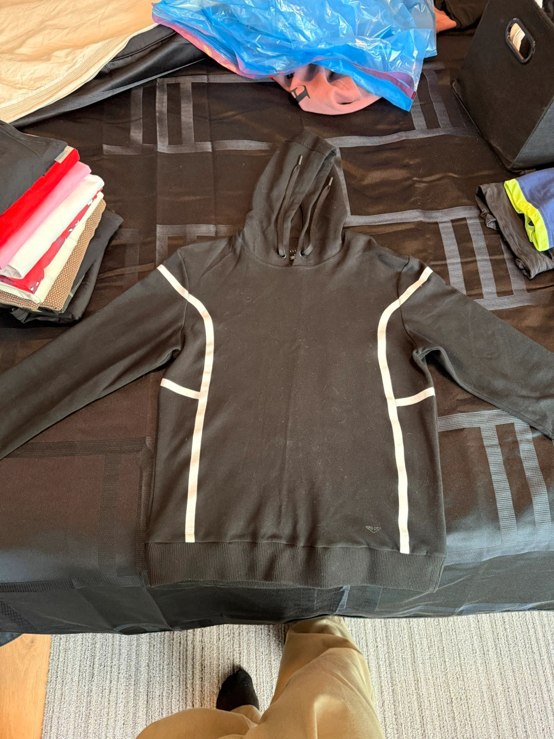 Black Hoodie with White and Black Accents - photo 2