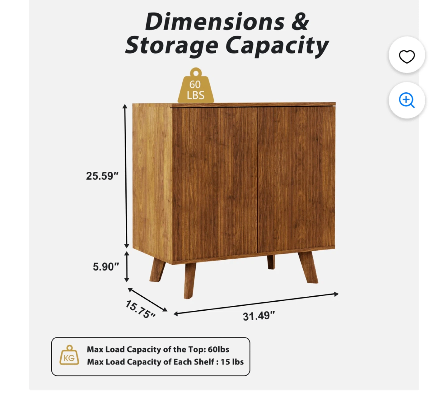Brown Wooden Cabinet with Waveform Panels - photo 3