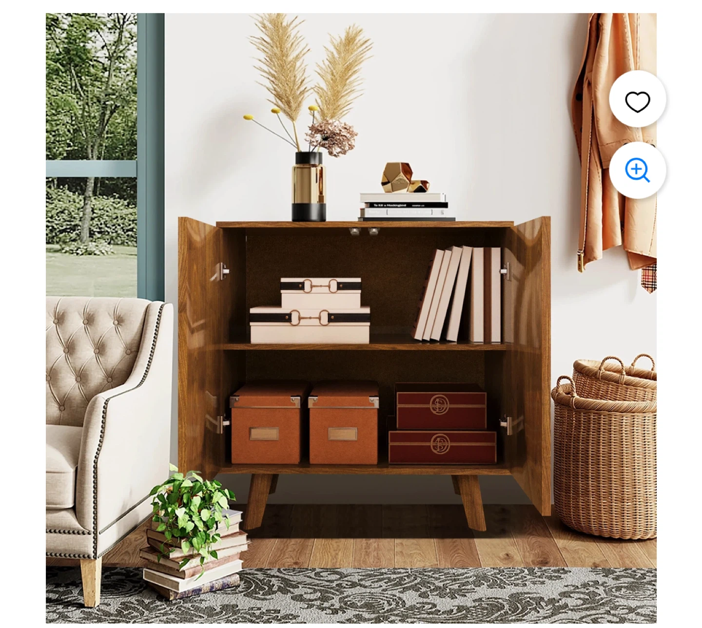 Brown Wooden Cabinet with Waveform Panels - photo 4