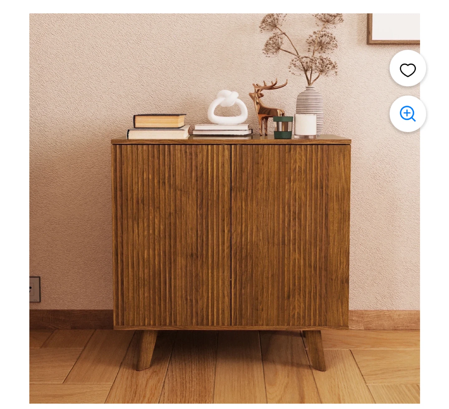 Brown Wooden Cabinet with Waveform Panels