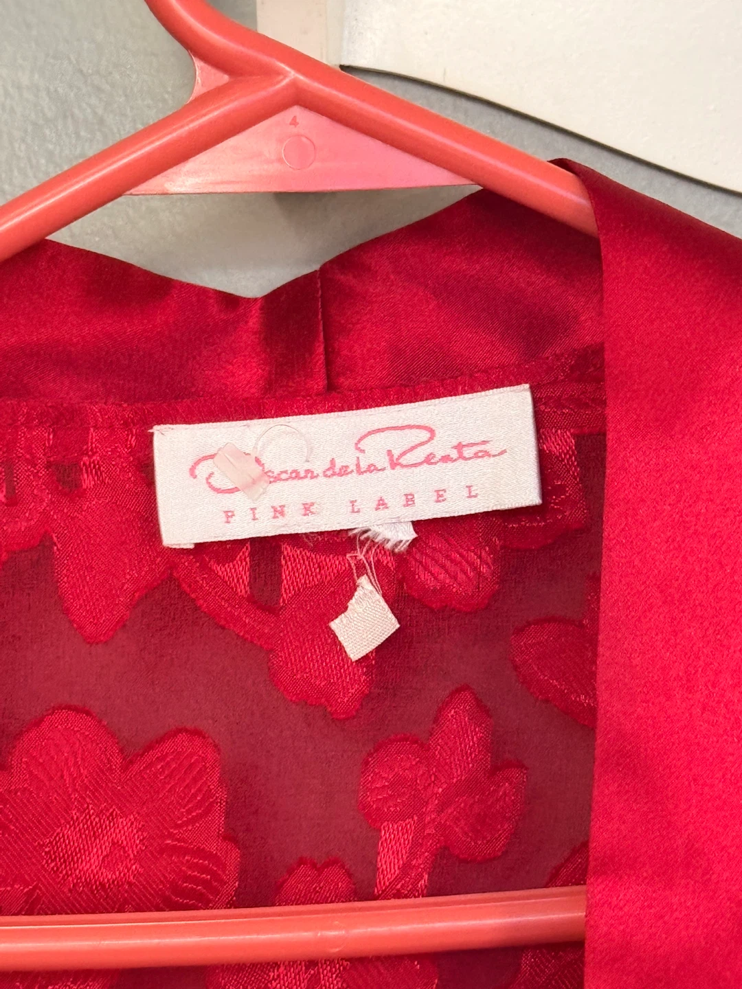 Oscar de la Renta Pink Label Red Floral Lace Kimono Robe - photo 5