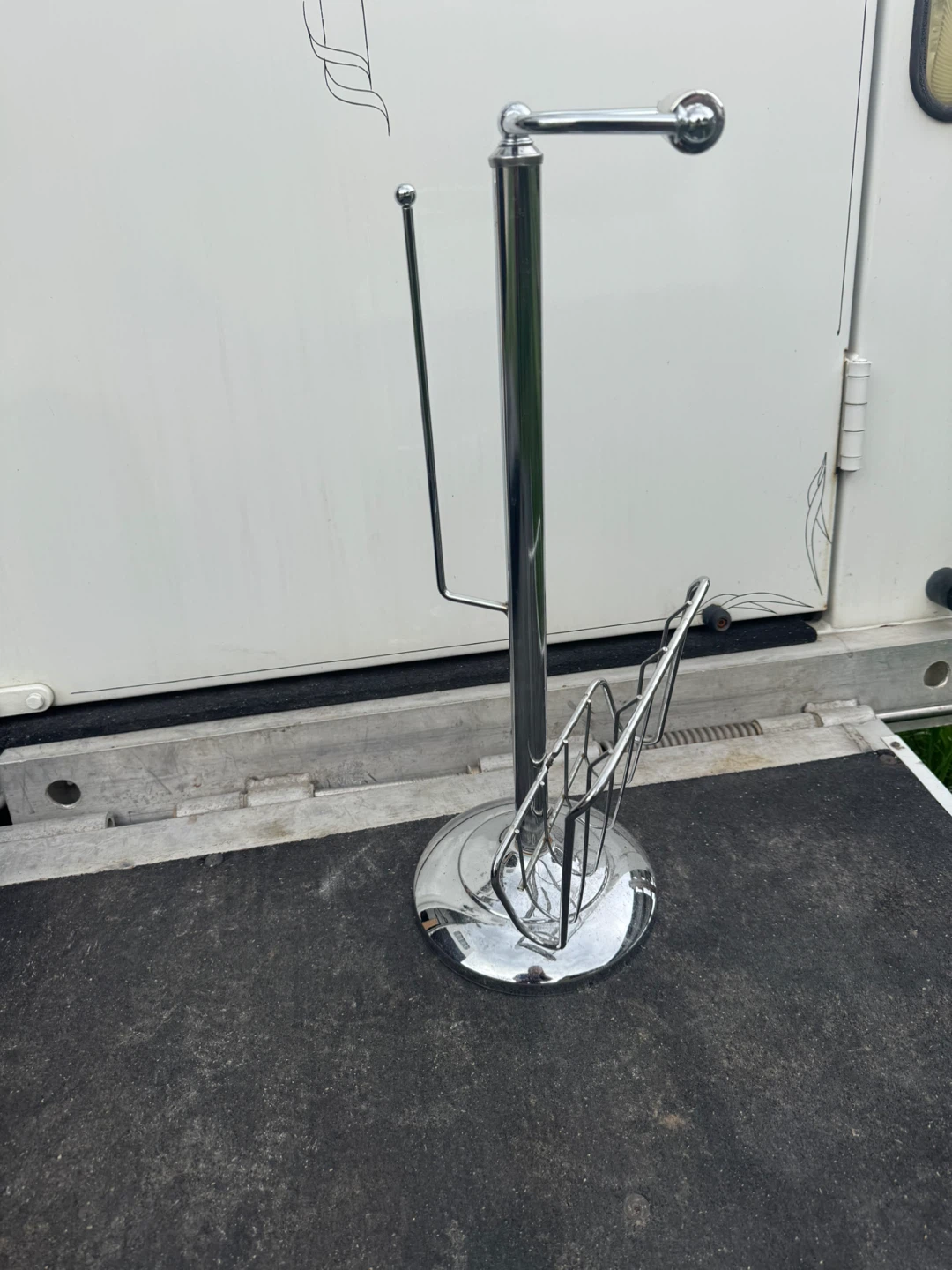 Chrome Freestanding Toilet Paper Holder with Magazine Rack