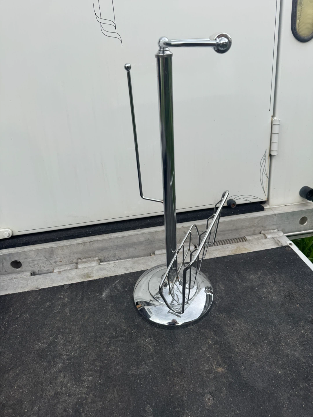 Chrome Freestanding Toilet Paper Holder with Magazine Rack - photo 2